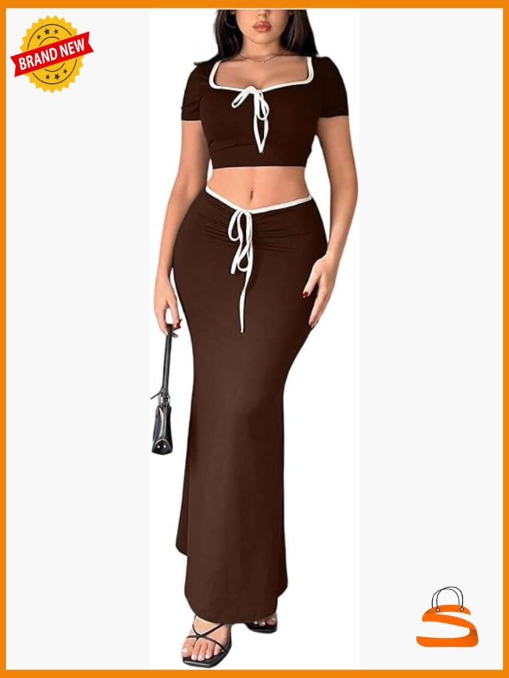 2 Piece Skirt Set Crop Top & Bodycon Maxi Skirt